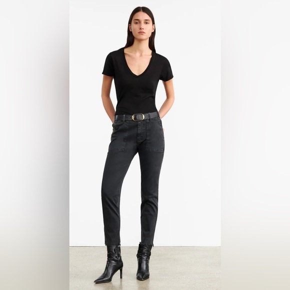 Nili Lotan Jenna Pant Raw Hem Military Style Carbon Black Mid Rise Women’s Sz 0 - Picture 1 of 14
